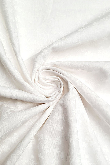 Tessuto decorativo in cotone MARGELIE fiore BIANCO