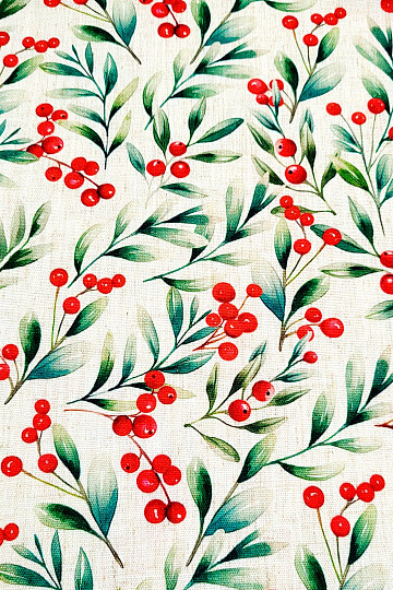 Tessuto decorativo BACCHE DI NATALE