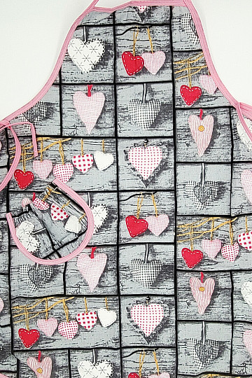 Grembiule con pettorina PATCHWORK CUORE CUCITO
