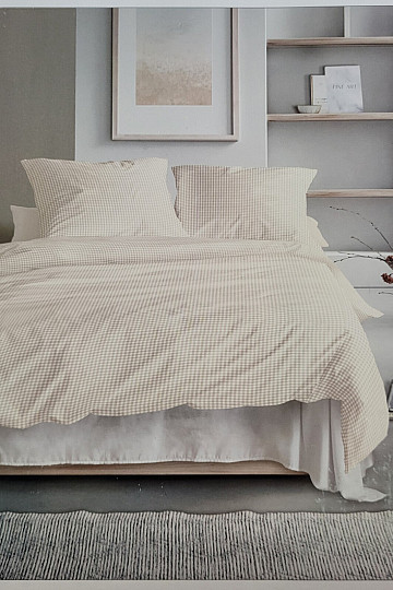 IRISETTE raso di cotone di lusso BEIGE BIANCO A QUADRI