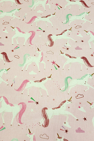 Tessuto di cotone UNICORNI COLORATI