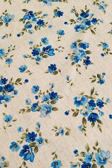 Tessuto decorativo FIORI LINO blu