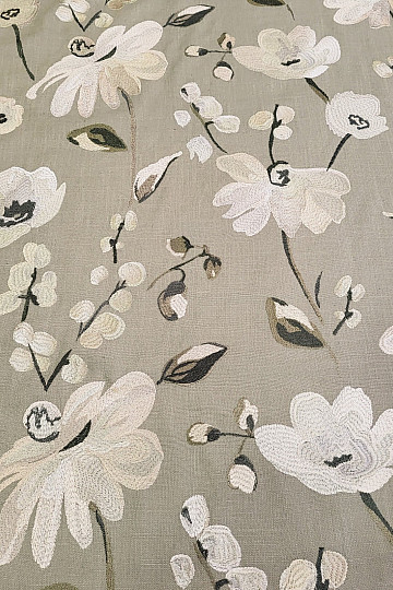 Tessuto decorativo RICAMATO RICAMO con lino