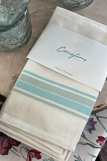 Asciugamani a righe francesi color acquamarina 70x50 cm, 2 pezzi