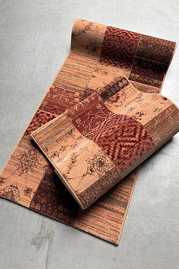 Lussuoso tappeto da corsa in lana ROYAL PATCHWORK verde