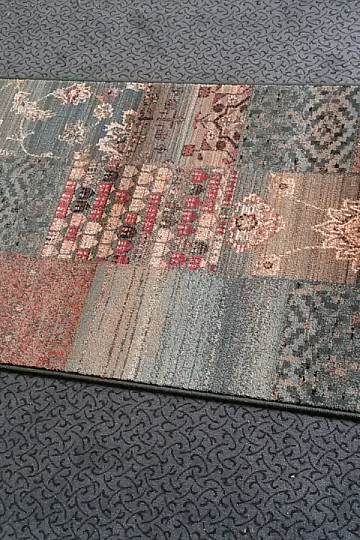 Lussuoso tappeto da corsa in lana ROYAL PATCHWORK verde