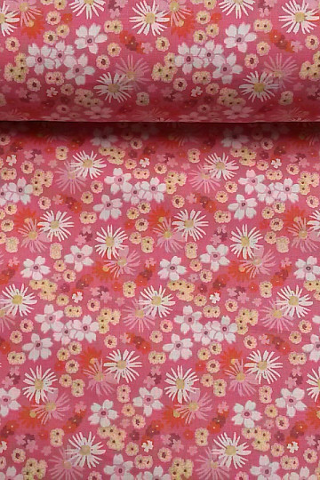 Tessuto decorativo ZINIA fiori rosa