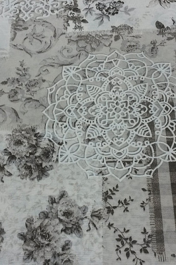 Tessuto decorativo Fiori CINTIA grigio