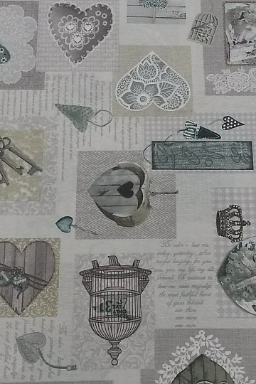 Tessuto decorativo HEART SHABBY verde