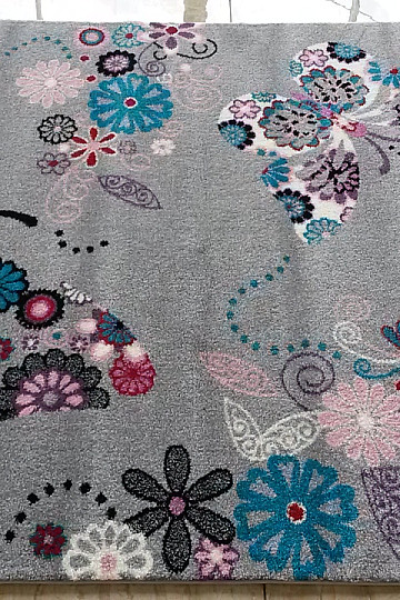 Tappeto per bambini BELLA Farfalle grigio