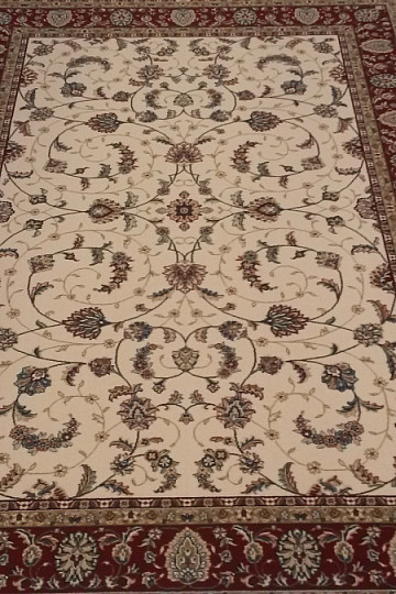 Tappeto classico in lana ORIENT crema, finiture bordeaux