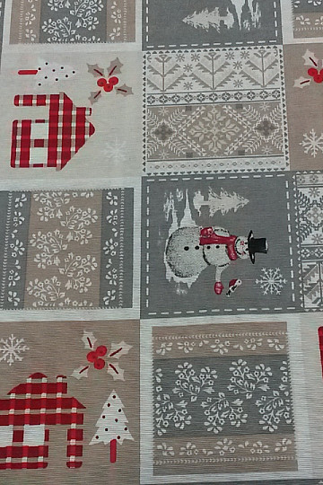 Tessuto decorativo natalizio BABBO NATALE grigio