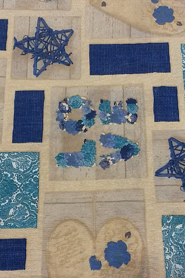 Tessuto decorativo LOVE CHRISTMAS blu