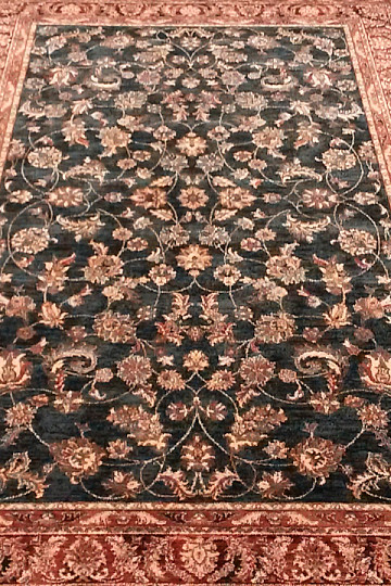 Lussuosi tappeti in lana ROYAL all-over flower verde/nero