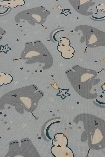 Maglia in cotone con stampa ELEFANTE blu