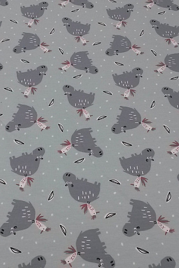 Stampa in maglia di cotone HIPPO HIPIZ mentolo