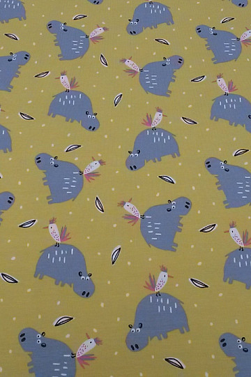 Maglia di cotone stampa HIPPO HIPIZ giallo