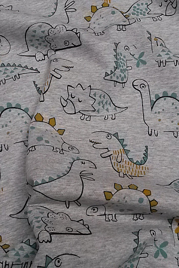 Maglia di cotone con stampa DINOSAURO grigia