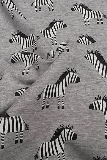 Maglia di cotone stampa ZEBRA di colore grigio