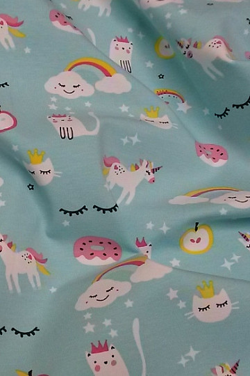Maglia di cotone stampa MAGICLAND turchese