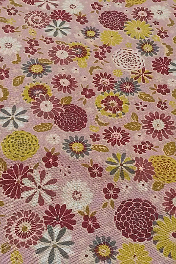 Tessuto di cotone MISAKI fiori fucsia