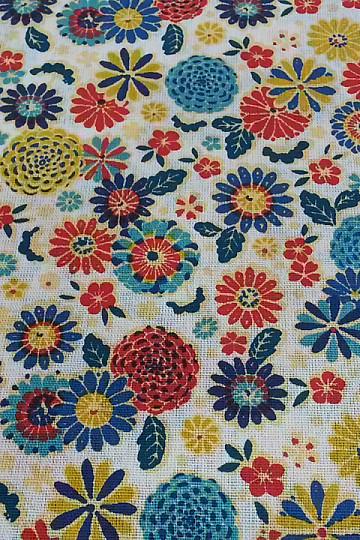 Tessuto di cotone MISAKI fiori crema