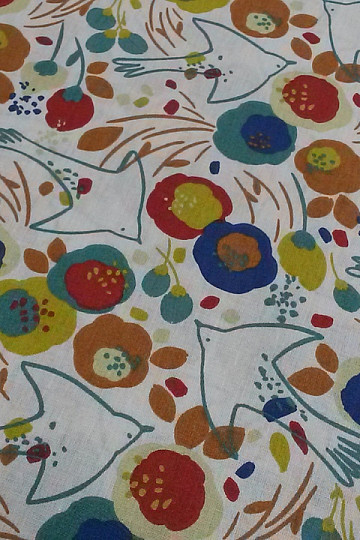 Tessuto di cotone UCCELLI E FIORI