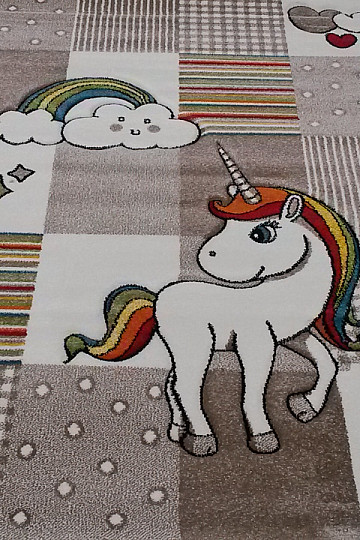 Tappeto per bambini Unicorno beige