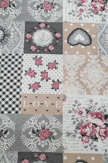 Tessuto decorativo LIA patchwork grigio