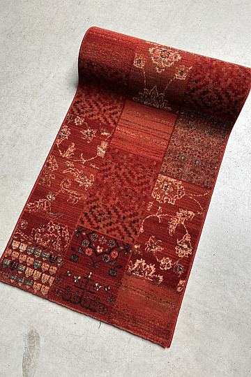 Lussuoso tappeto da corsa in lana ROYAL PATCHWORK rosso