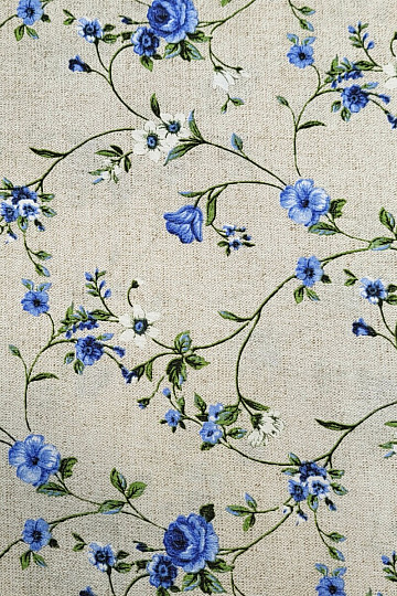 Tessuto decorativo Fiori RAME blu