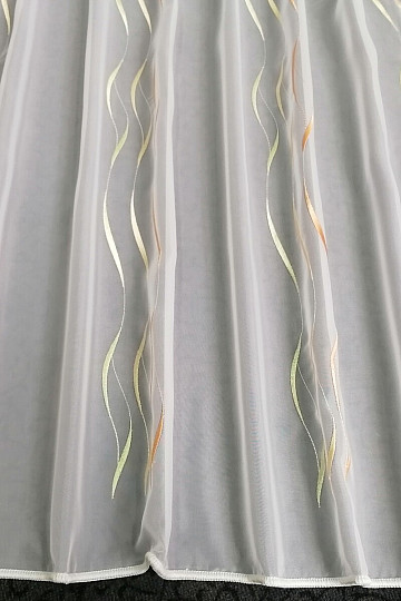 Tenda in voile con ricamo Gerster verde, giallo, arancione 195/0057/70