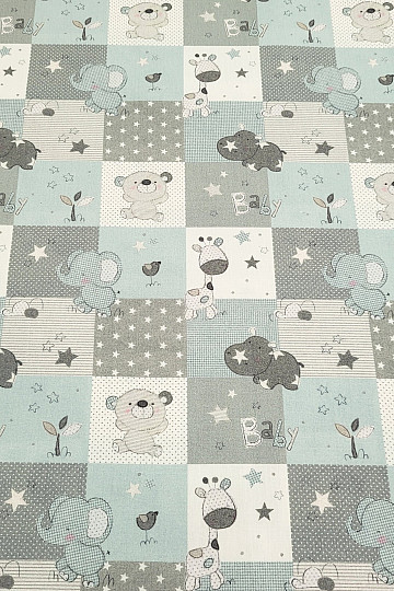 Tessuto di cotone BABY ZOO blu