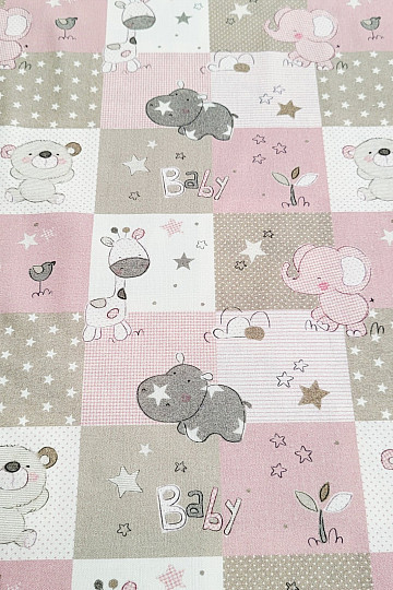 Tessuto di cotone BABY ZOO rosa