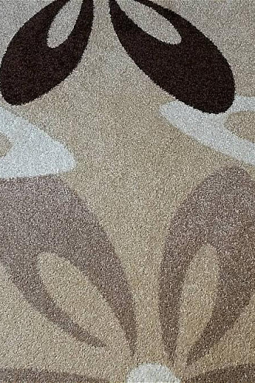Tappeto rotondo KARMEL fiori beige