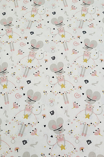 Tessuto di cotone MICE grigio