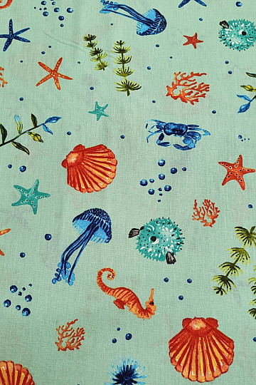 Tessuto decorativo SEAFOOD turchese