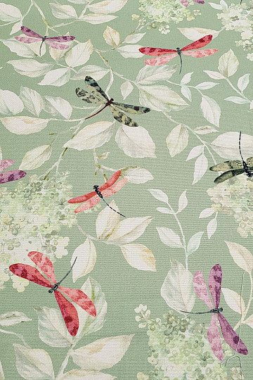 Tessuto decorativo ROSETO DRAGONFLY grigio-verde