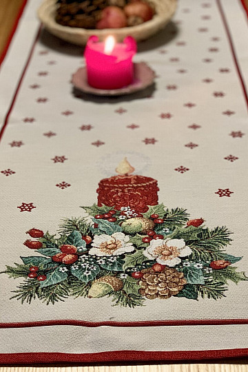Tovaglia e sciarpa arazzo CANDELA DI NATALE