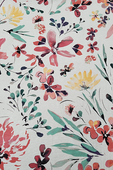 Tessuto decorativo ALENA fiori rossi