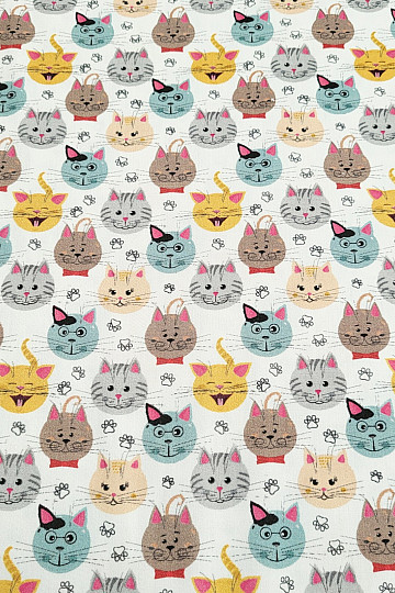 Stampa digitale CATS in rasatello di cotone per bambini