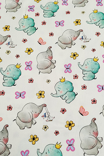 Stampa digitale ELEFANTI in raso di cotone per bambini
