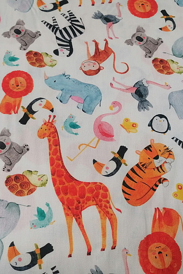 Stampa digitale ZOO in raso di cotone per bambini