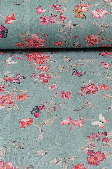 Tessuto decorativo FIORI turchese