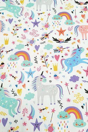 Raso di cotone per bambini UNICORNI digitali