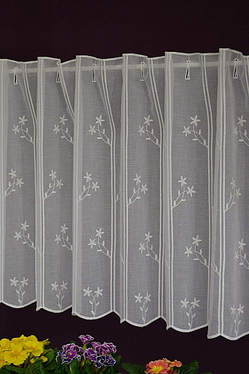 Tenda in vetro colorato ricamata FIORI Gerster 11565