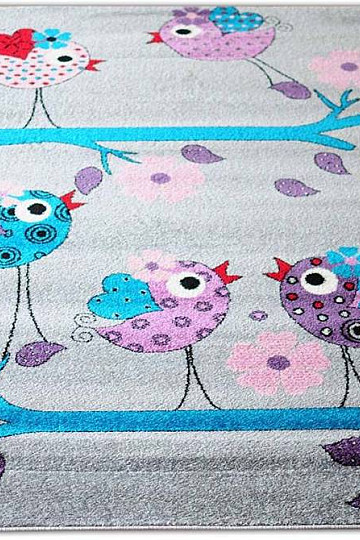 Tappeto per bambini BELLA BIRDS grigio