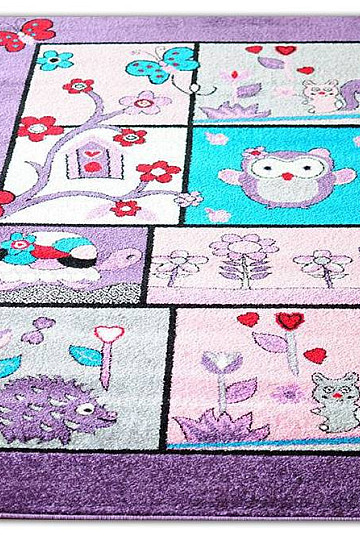 Tappeto per bambini ANIMALS lilla