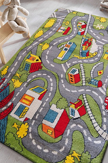 Tappeto per bambini MONDO Cesty grigio