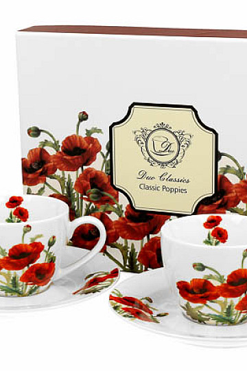 Set tazza e piattino classico papaveri 90 ml